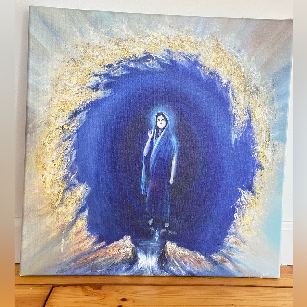 🌸 Sri Anandamayi Ma Original Meditation Art Canvas Painting Yoga - Picture 4 of 11